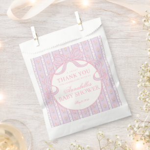 Lila Vintage Fancy Florale Babyparty-Desserts Geschenktütchen