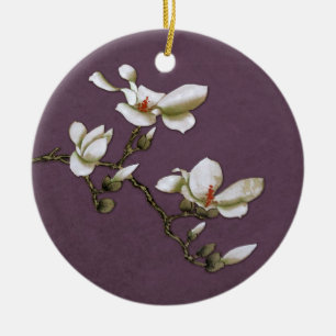 Lila Vintage Flora Magnolia Keramikornament