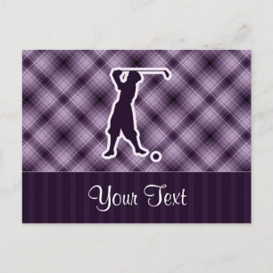 Lila Vintage Golfer Postkarte