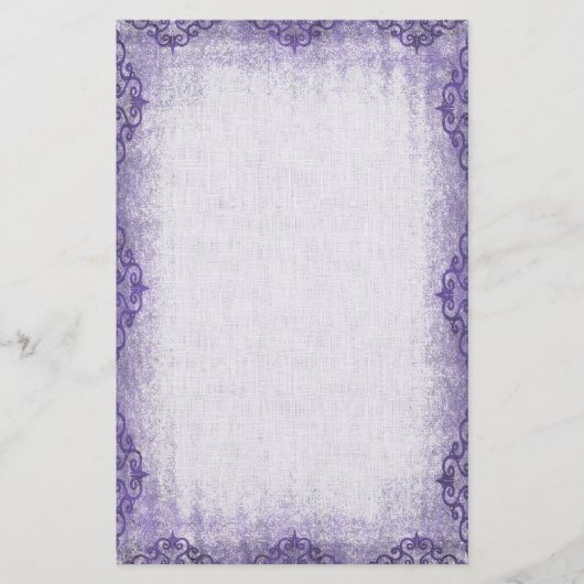 Lila Vintage Grunge Border Briefpapier (Vorderseite)