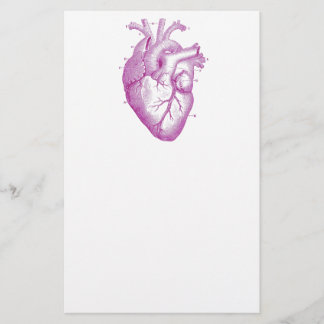 Lila Vintage Herz-Anatomie Briefpapier