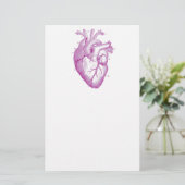 Lila Vintage Herz-Anatomie Briefpapier (Stehend Vorderseite)