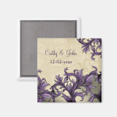 Lila Vintage Hochzeit von Elfenbein Magnet (Vorderseite/Rückseite)