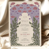 Lila Vintage Jugendstil-Violett Blumenzehen Einladung