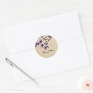 Lila Vintage-Kirschblüten-Dankeschön-Aufkleber Runder Aufkleber