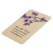 Lila Vintage Kirschblüten Save the Date Magnet (Linke Seite)