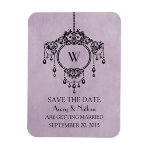 Lila Vintage-Kronleuchter Save-the-Date-Magnet Magnet