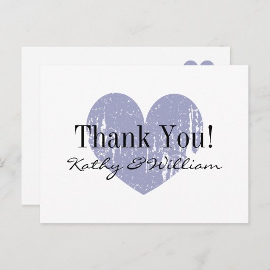 Lila Vintage Liebe Herzverheiratung danke Karten (Vorne/Hinten)