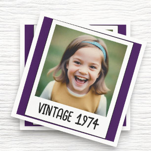 Lila Vintage-Meilenstein-Geburtstags-Foto-Andenken Serviette