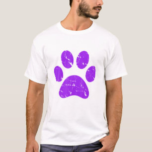 Lila Vintage Paw Print Dog Novelty T Shirt
