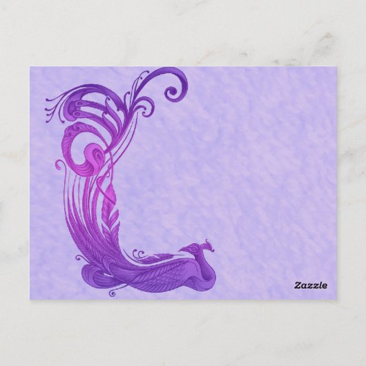 Lila Vintage Peacock-Tischnummer Postkarte (Rückseite)