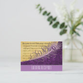 Lila Vintage Pfauenhochzeitskarten Begleitkarte (Stehend Vorderseite)