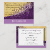 Lila Vintage Pfauenhochzeitskarten Begleitkarte (Vorne/Hinten)