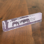 Lila Vintage Pferdezucht Namensplakette (Seite)