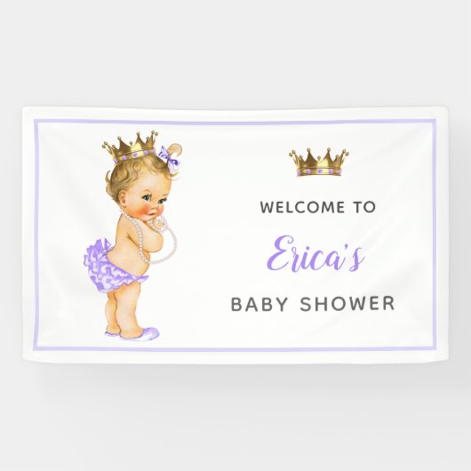 Lila Vintage Princess Babydusche Hintergrund Banner (Horizontal)