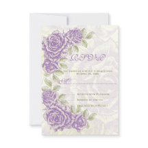 Lila Vintage Rose Hochzeit RSVP Antwortkarte