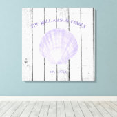 Lila Vintage Scallop-Muschel Canvas Print Leinwanddruck (Insitu (Holzboden))