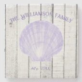 Lila Vintage Scallop Muschel Stone Untersetzer (Vorderseite)