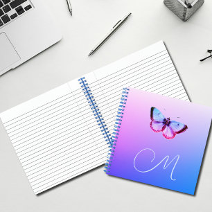 lila vintage Schmetterling in rosa lila Notizblock