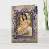 Lila Vintage Schmetterlinge Quinceanera Einladung (Vorderseite)
