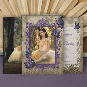 Lila Vintage Schmetterlinge Quinceanera Einladung