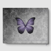 Lila Vintage Schmetterlingsmaske Gästebuch (Rückseite)