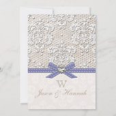 Lila Vintage Spitze-und Perlen-Glamour-Hochzeit Einladung (Rückseite)