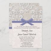 Lila Vintage Spitze-und Perlen-Glamour-Hochzeit Einladung (Vorne/Hinten)