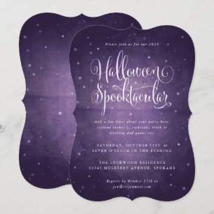 Lila Vintage Sterne Halloween Spooktacular Party Einladung