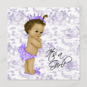 Lila Vintage-Toile-Baby-Mädchen-Party Einladung