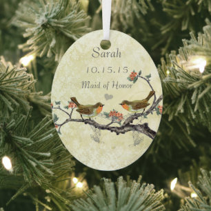 Lila Vintage Vogelarten-Trauzeugin Ornament Aus Metall