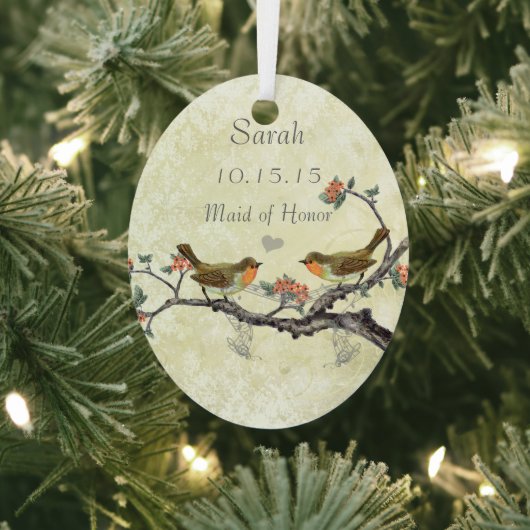 Lila Vintage Vogelarten-Trauzeugin Ornament Aus Metall (InSitu)