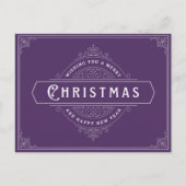 Lila Vintage Weihnachtskarte Postkarte (Vorderseite)