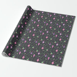 Lila Vintage-Weihnachtsschmuck-Muster Geschenkpapier