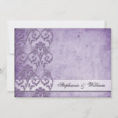 Lila Vintager Blumenwirbel Einladung zur Hochzeit (Rückseite)