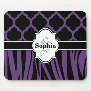 Lila Vintager Damask Niedlich Zebra Print Mousepad