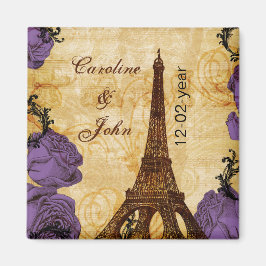 lila Vintager Eiffelturm Paris Save the Date Magnet