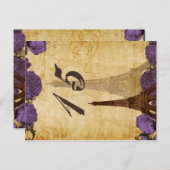 lila Vintager Eiffelturm Paris Tischnummern (Vorne/Hinten)