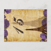 lila Vintager Eiffelturm Paris Tischnummern (Vorderseite)