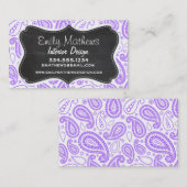 Lila Vintager Tafelblick Paisleys Visitenkarte (Vorne/Hinten)