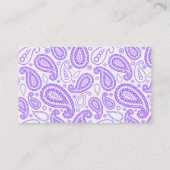 Lila Vintager Tafelblick Paisleys Visitenkarte (Rückseite)
