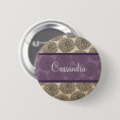 Lila Vintager Zinnknopf Button (Vorne & Hinten)