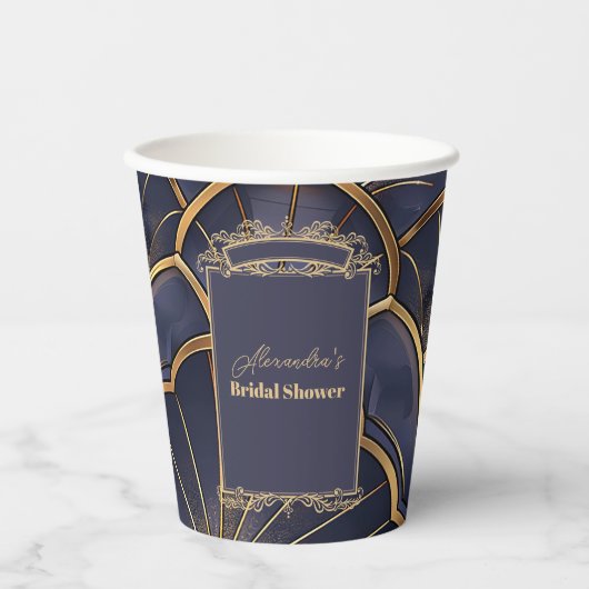 Lila Vintages Art Deco Brautparty Pappbecher (Vorderseite)