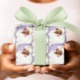Lila Vintages Black Santa Winking Weihnachtsgesche Geschenkpapier