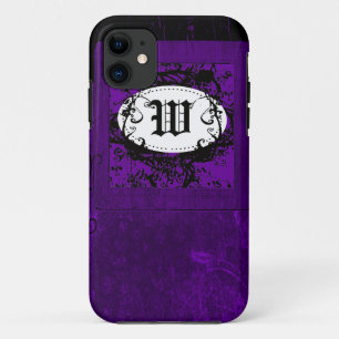 Lila Vintages Blumenmuster und Monogramm W Case-Mate iPhone Hülle