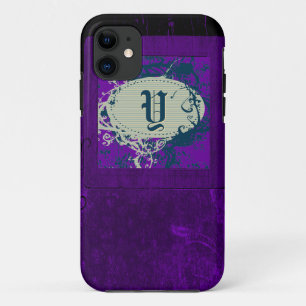 Lila Vintages Blumenmuster und Monogramm Y iPhone 11 Hülle