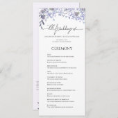 Lila Vintages botanisches Hochzeitsprogramm Programm (Vorne/Hinten)