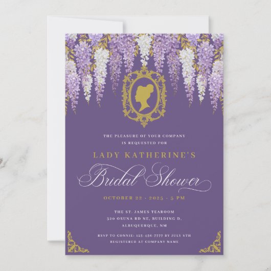 Lila Vintages Brautparty Einladung (Vorderseite)