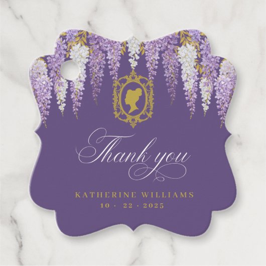 Lila Vintages Brautparty Geschenkanhänger (Vorderseite)