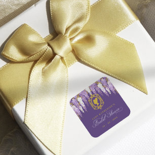 Lila Vintages Brautparty Quadratischer Aufkleber